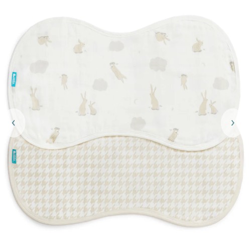 Love to Dream - Burp Cloth 2 pack - White Cloud Bunnies Muslin